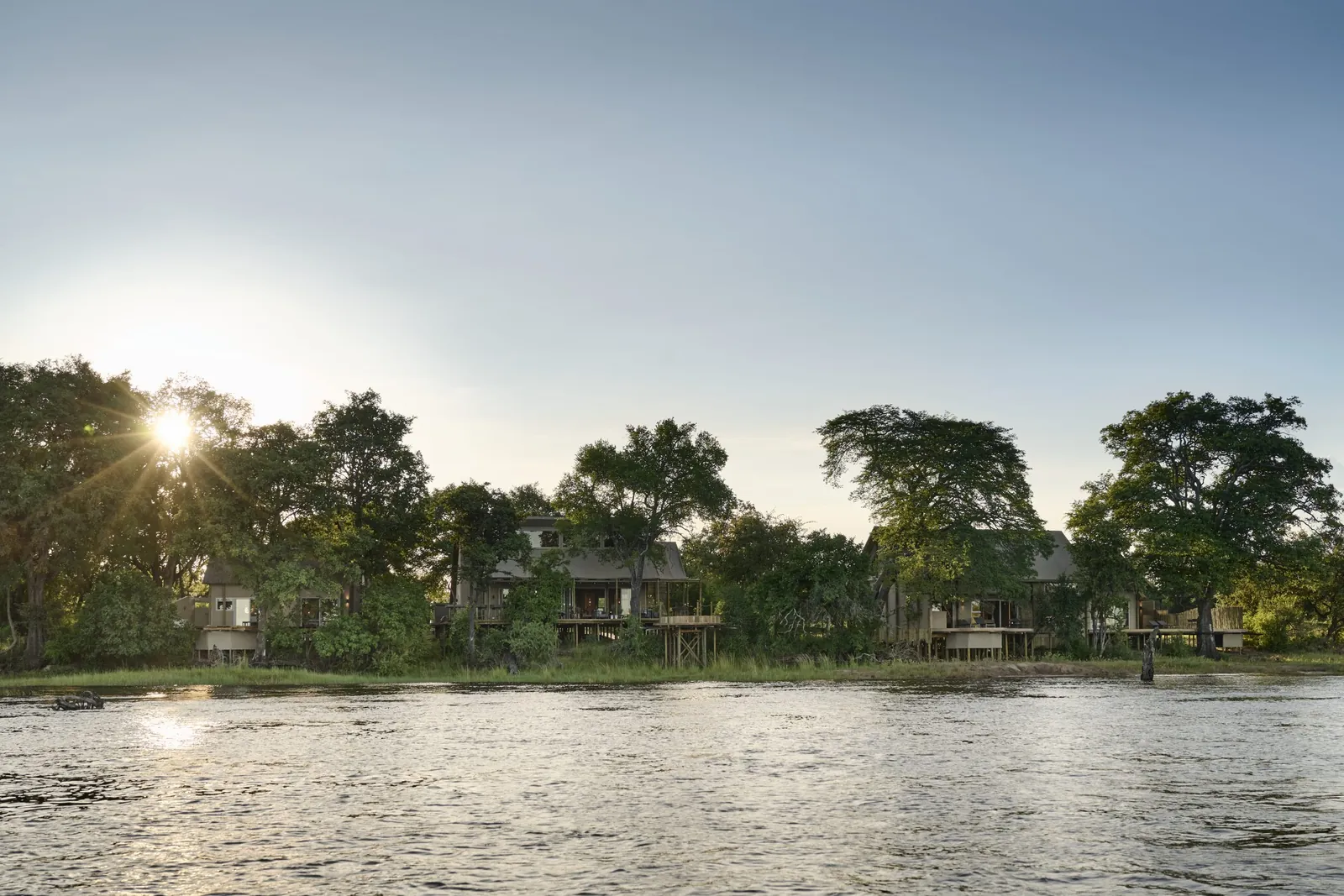 Hippo Creek Villa at Victoria Falls River Lodge, seen from the Zambezi River